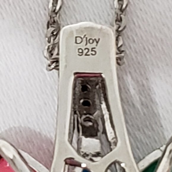 Colored Welo Opal & White Zircon pendant 20 inch in Platinum over 925SS 3.60 cts - Picture 6 of 6